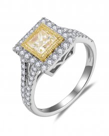 MULTI TONE PRINCESS CUT DIAMOND ENGAGEMENT RING (TR5734)